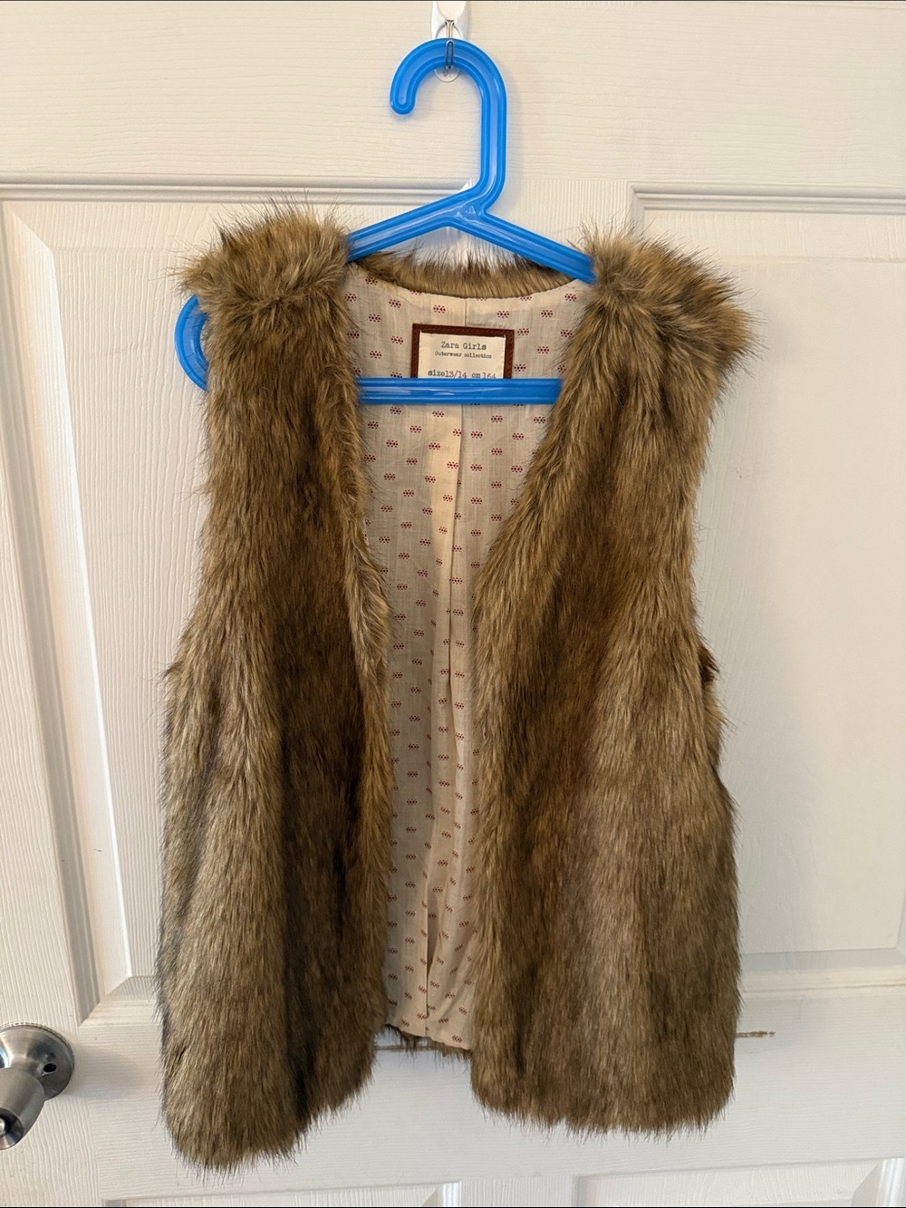 Zara Girls Faux Fur Vest in Light Brown